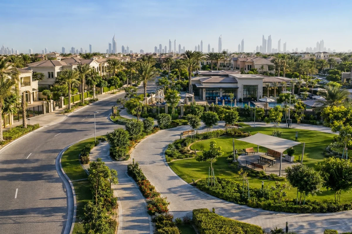 Established Dubai villa community with mature trees and recognised neighbourhood character