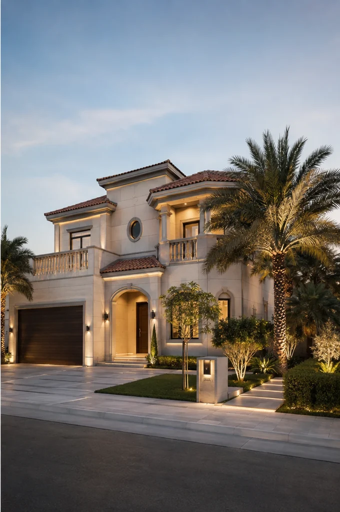 Illustrative upgraded outcome for the same villa with a modernised facade, improved lighting and landscaping and stronger market appeal